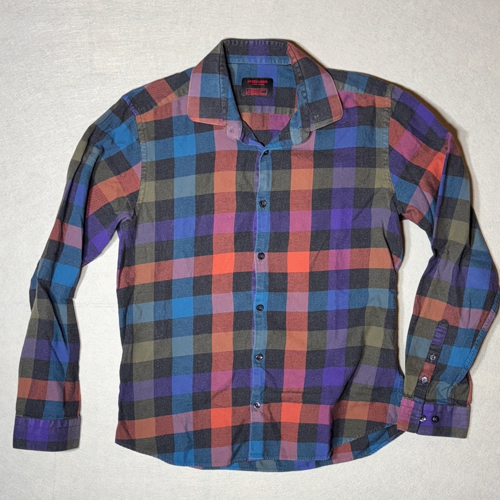 Jared Lang After Hours Plaid Flannel Button Down Shirt—Large—Slim Fit